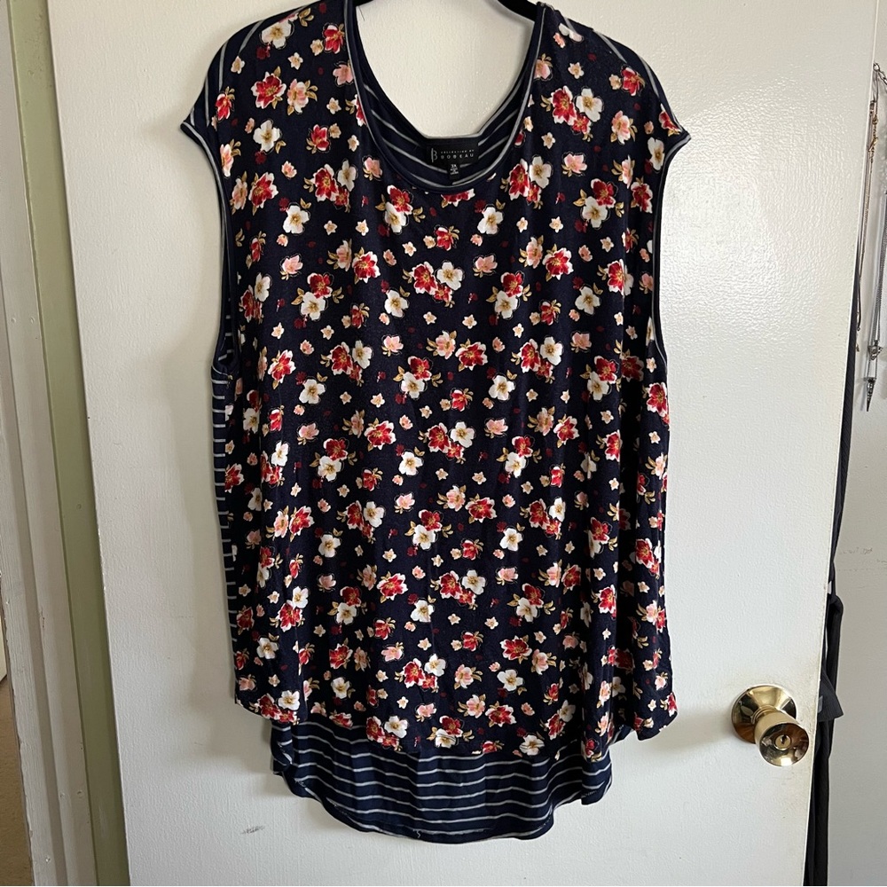 Bobeau Floral Sleeveless Top